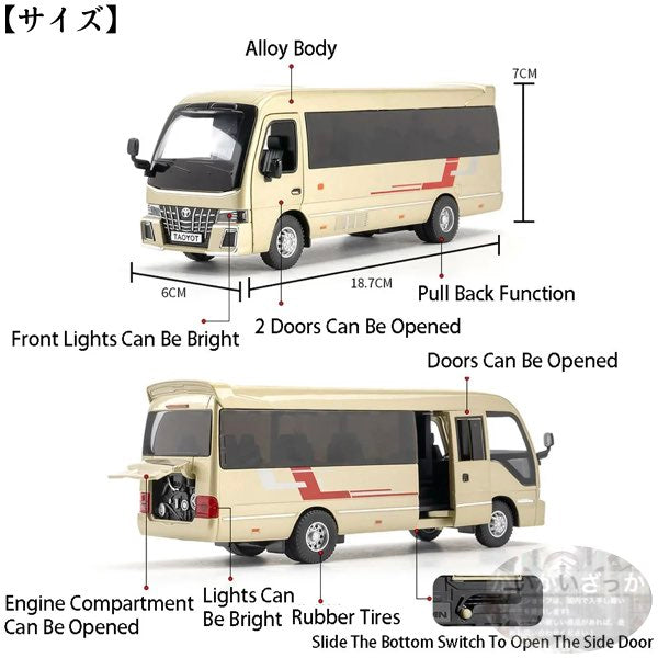 高級ミニカー コースター トヨタ リアル コレクション 高級ミニカー 1:32 スケール 金属製 ドア開閉 ライト点灯 プルバック インテリア TOYOTA ギフト 金属 ダイキャスト 3ドア