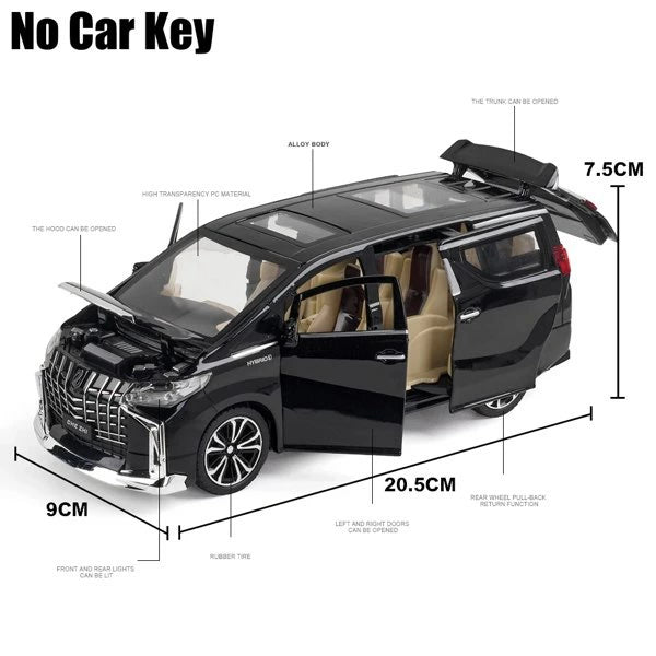 【リモコンキー付】高級ミニカー トヨタアルファード 1:24スケール TOYOTA　Alphard サウンドとライトドア 音と光のシミュレーション 開閉可能 音と光 Alloymodel プレゼント リアル コレクション 男女兼用 お祝い