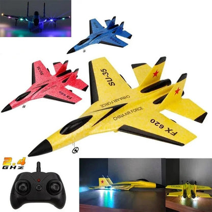 ラジコン 飛行機 子供 初心者 ジェット SU-35 飛行機2.4G FX620 グライダー リモートコントロール 戦闘機 グライダー 飛行機 男の子 おもちゃ LED ライト