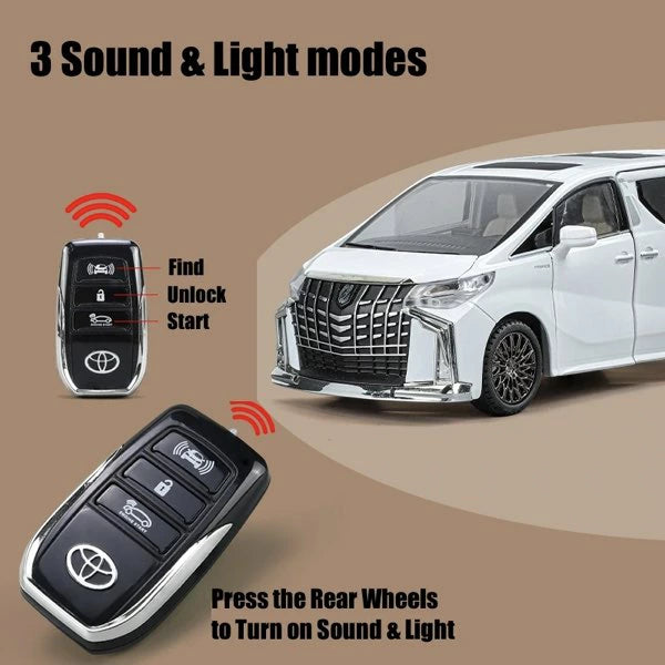 【リモコンキー付】高級ミニカー トヨタアルファード 1:24スケール TOYOTA　Alphard サウンドとライトドア 音と光のシミュレーション 開閉可能 音と光 Alloymodel プレゼント リアル コレクション 男女兼用 お祝い
