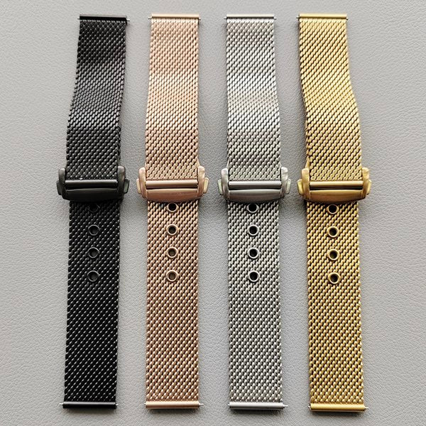 ステンレスメッシュ ウォッチブレスレット 時計ベルト 20mm 22mm 交換用 バンド