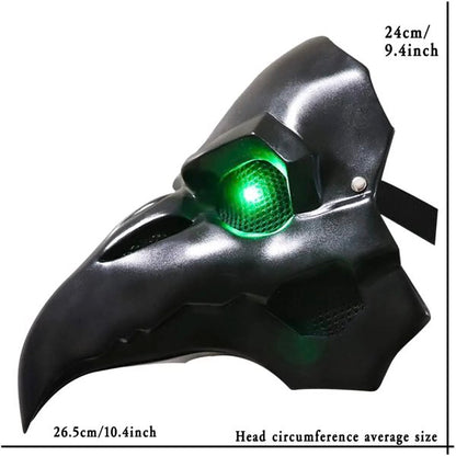 光る LEDカラー2色 カラスマスク フェイスマスク 鴉マスク 男女兼用 ハロウィン レトロマスク 鳥の全顔マスク ジョークグッズ バイク 変装 ステージ パフォーマンス パンクマスク 防寒 防風 保温 通気性