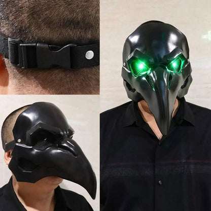 光る LEDカラー2色 カラスマスク フェイスマスク 鴉マスク 男女兼用 ハロウィン レトロマスク 鳥の全顔マスク ジョークグッズ バイク 変装 ステージ パフォーマンス パンクマスク 防寒 防風 保温 通気性