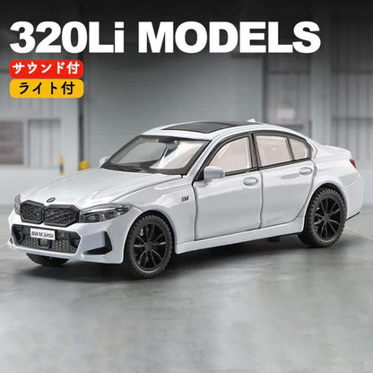 BMW 3シリーズ 320i 1/32 合金 ミニカー 全3色 ライト点灯 サウンド 模型 ジオラマ インテリア スケール1:32 カーモデル おもちゃ ダイキャスト