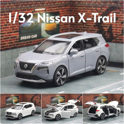 日産 エクストレイル 1/32 X-TRAIL SUV 全3色 ライト点灯 エンジンサウンド ドア開閉 合金モデル ダイキャスト ミニチュアトイカー ジオラマ 子供 大人 コレクション プレゼント