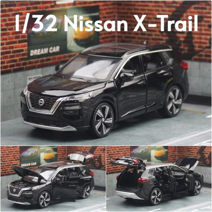 日産 エクストレイル 1/32 X-TRAIL SUV 全3色 ライト点灯 エンジンサウンド ドア開閉 合金モデル ダイキャスト ミニチュアトイカー ジオラマ 子供 大人 コレクション プレゼント