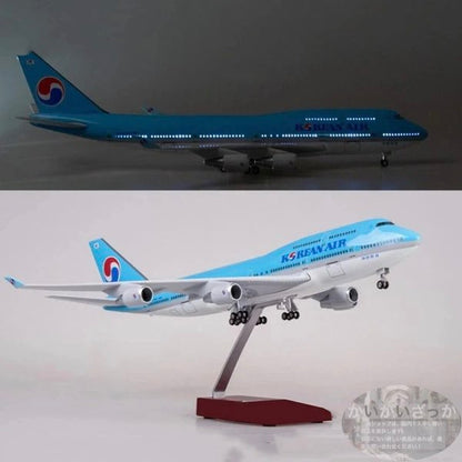 大韓航空 B747 特大模型 飛行機 1:150 47cm 準完成品 ライト付モデル 飾れる航空機 インテリア ギフト ボーイング 航空模型 航空機 国際航空 コレクション プレゼント サウンド