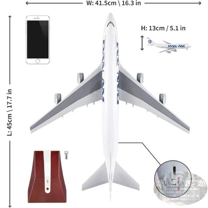 パンナム航空 B747 特大模型 飛行機 1:150 約45cm マニアも満足 準完成品 ライト付/無 選べるモデル 飾れる航空機 インテリア ギフト ボーイング 航空模型 航空機 国際航空 コレクション ギフト