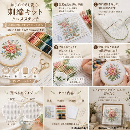 刺繍キット クロスステッチ 初心者 図案印刷 クリスマス カントリー 北欧風 おしゃれ 手芸セット DIY ハンドメイド インテリア ギフト かわいい 手芸用品