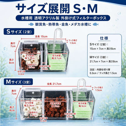 水族館 外部フィルタ フィルターボックス 水槽 アクリル 水槽フィルターボックス ウォーターポンプなし 酸素増加 多機能 外部水族館 fa016