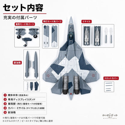 精密ダイキャスト 1/100 Su-57 ステルス戦闘機 ロシア空軍 完成品 合金模型 飛行機 航空機 ミリタリー スタンド付 インテリア ディスプレイ コレクション 大人の趣味 男性へのギフト