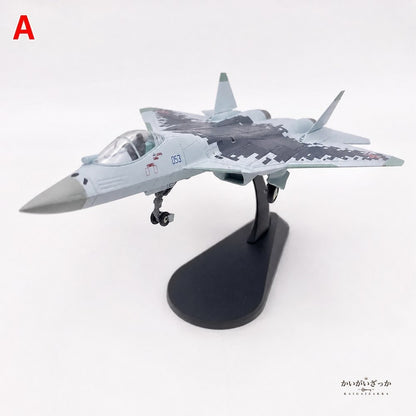精密ダイキャスト 1/100 Su-57 ステルス戦闘機 ロシア空軍 完成品 合金模型 飛行機 航空機 ミリタリー スタンド付 インテリア ディスプレイ コレクション 大人の趣味 男性へのギフト