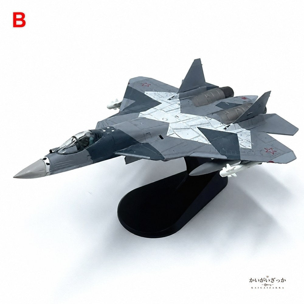 精密ダイキャスト 1/100 Su-57 ステルス戦闘機 ロシア空軍 完成品 合金模型 飛行機 航空機 ミリタリー スタンド付 インテリア ディスプレイ コレクション 大人の趣味 男性へのギフト