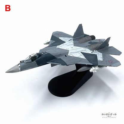 精密ダイキャスト 1/100 Su-57 ステルス戦闘機 ロシア空軍 完成品 合金模型 飛行機 航空機 ミリタリー スタンド付 インテリア ディスプレイ コレクション 大人の趣味 男性へのギフト