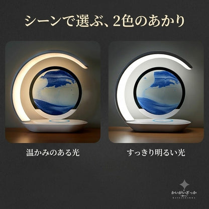 流砂アート LEDテーブルランプ 3D サンドピクチャー ムービングサンド ナイトライト 間接照明 デスクライト 寝室 書斎 玄関 リビング おしゃれ インテリア 置物 癒し 選べる2色 新築祝い 誕生日 ギフト プレゼント