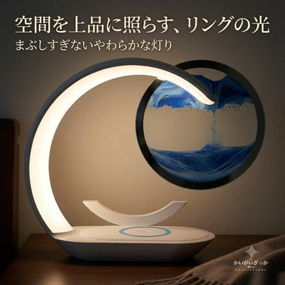流砂アート LEDテーブルランプ 3D サンドピクチャー ムービングサンド ナイトライト 間接照明 デスクライト 寝室 書斎 玄関 リビング おしゃれ インテリア 置物 癒し 選べる2色 新築祝い 誕生日 ギフト プレゼント