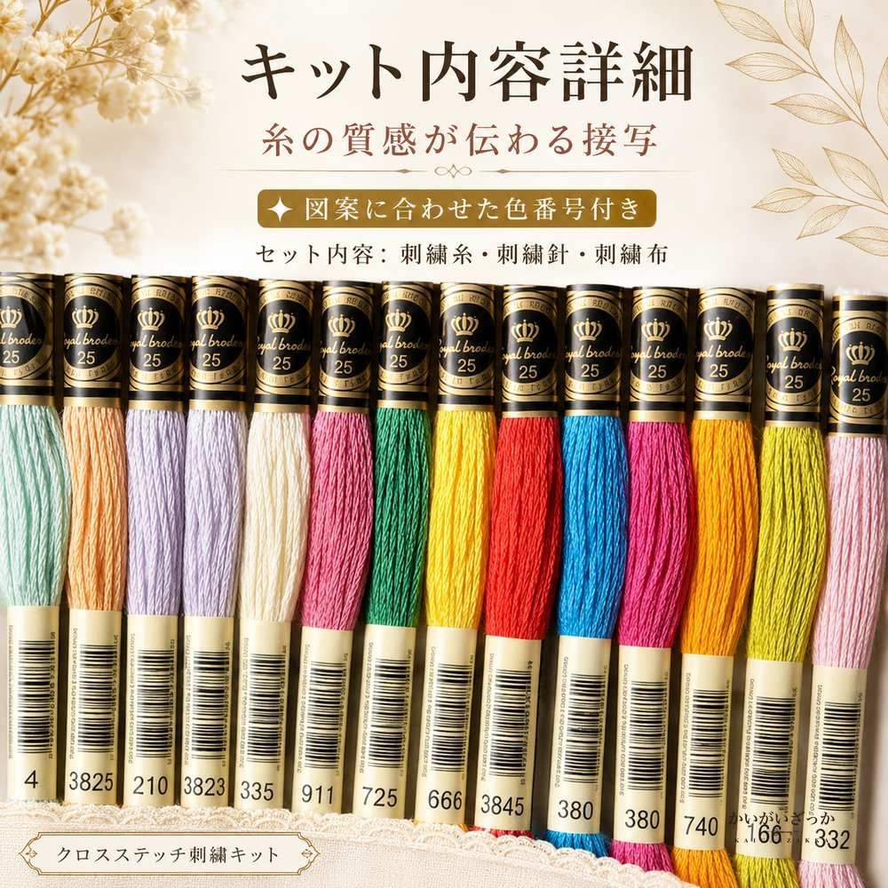 刺繍キット 動物や汽車・楽器など懐かしい小さな絵柄を円状に配したレトロで楽しいすごろく風の図案 クロスステッチ ハンドメイド 壁面装飾 手作り時間