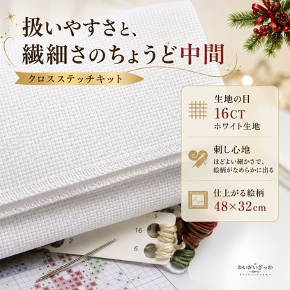 サンタと蒸気機関車の雪景色 クロスステッチキット 刺繍キット 14CT/16CT/18CT 印刷なし生地 クリスマス壁飾り インテリアアート 手作りDIY 額装対応 贈り物