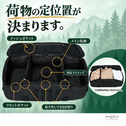大容量ミリタリー風3WAYダッフルバッグ リュック 手提げ ショルダー対応 多収納ポケット MOLLEウェビング付き 旅行 アウトドア スポーツ ジム用 ブラック・ブラウン・ODグリーン