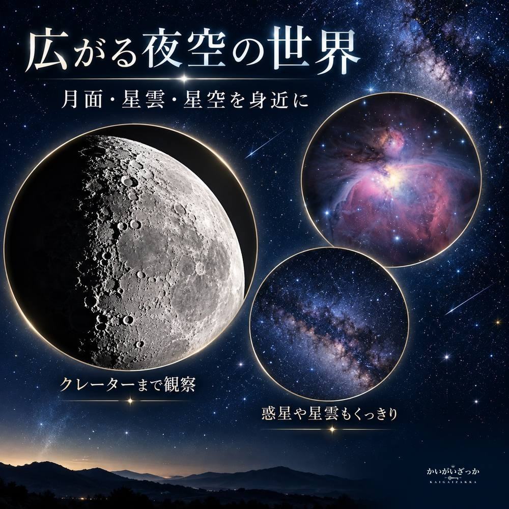 天体望遠鏡 屈折式 アルミ三脚付き 光学ファインダースコープ付き 月面観測やスマートフォン撮影に対応 初心者にもおすすめの入門用天体望遠鏡セット