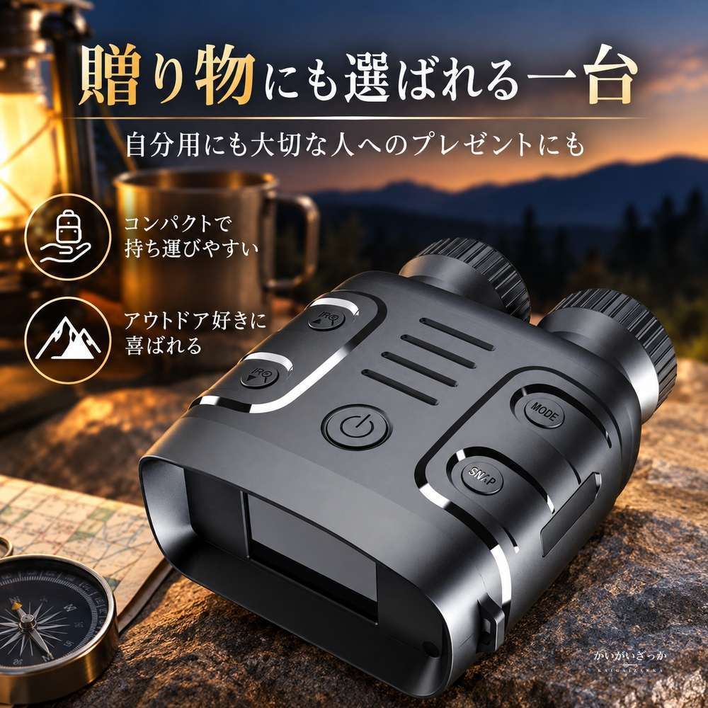 暗視双眼鏡 ナイトビジョン 5倍デジタルズーム搭載 2.4インチTFT液晶画面 暗視スコープ 写真動画撮影対応 TFカード対応 昼夜兼用 コンパクト 黒 望遠鏡