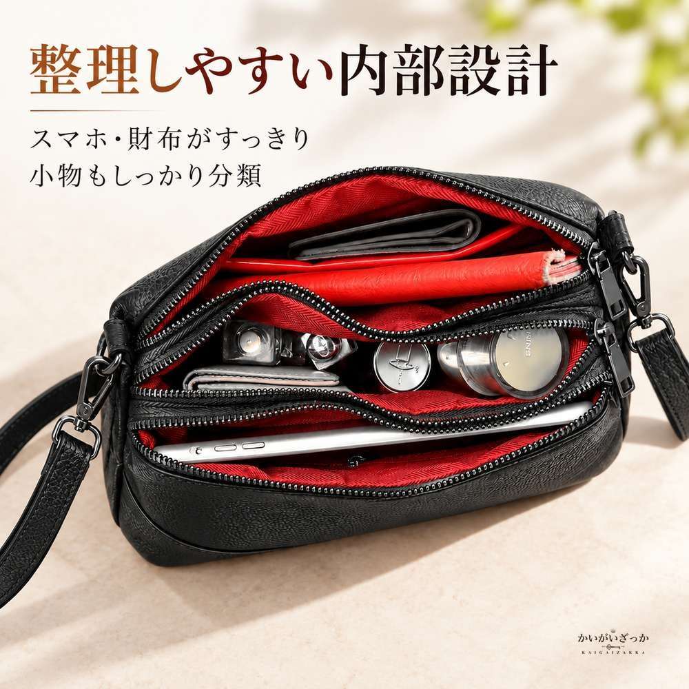 本革 ショルダーバッグ レディース 斜めがけ 2way ハンドバッグ 牛革 ピロー型 トリプルファスナー 着脱ストラップ 27cm 4色展開 カジュアル バッグ