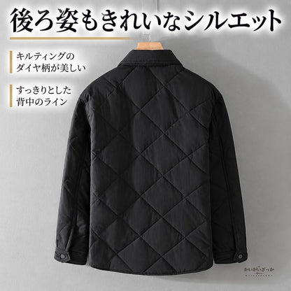 キルティングシャツジャケット メンズ 厚手 無地 カジュアル 長袖 マルチポケット付き 冬 ブラック ライトグリーン M-XXXLサイズ展開