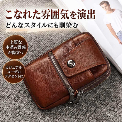メンズ ベルトポーチ ウエストポーチ ウエストバッグ ヒップバッグ スマホポーチ ショルダーストラップ付き 財布 ブラウン ブラック コーヒー 全3色