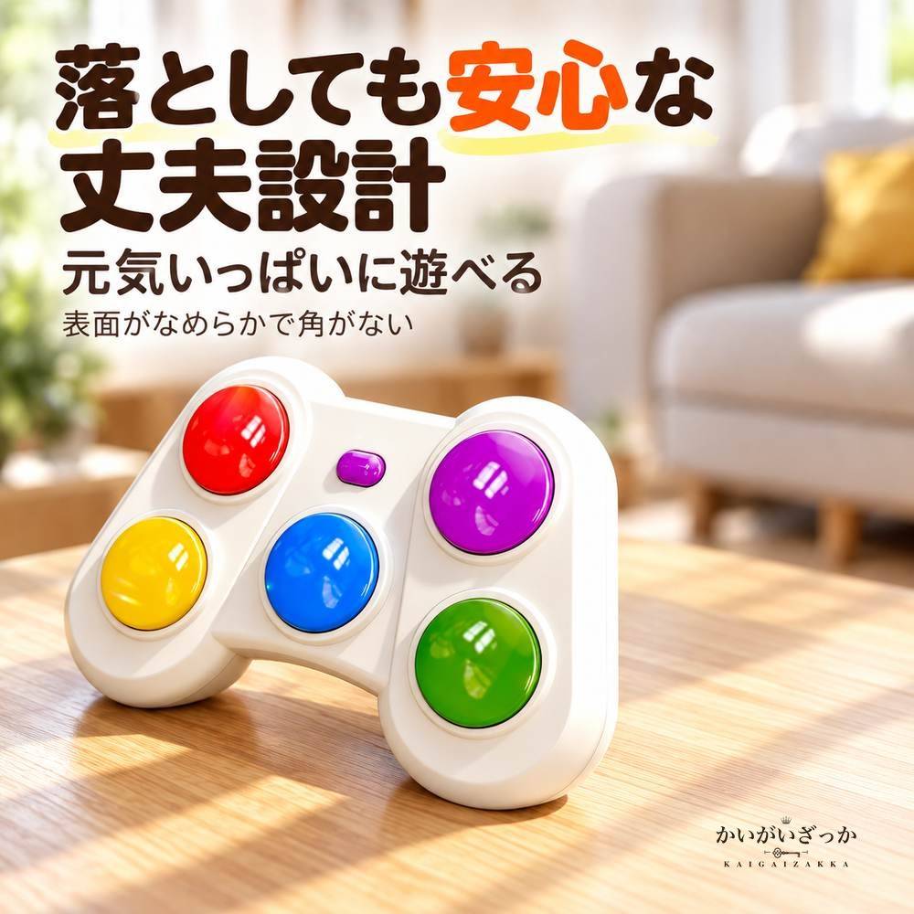 リズムゲーム機 5色ボタン LEDライトストリップ付き 知育玩具 反応力 記憶力 瞬発力トレーニング 電池USB両用 親子対戦 コントローラー型 光る ギフト